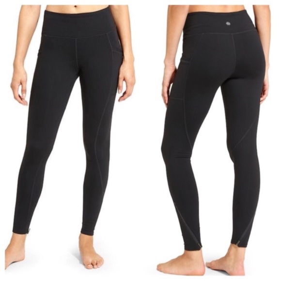 Athleta Ankle Zip Pocket Leggings Black 